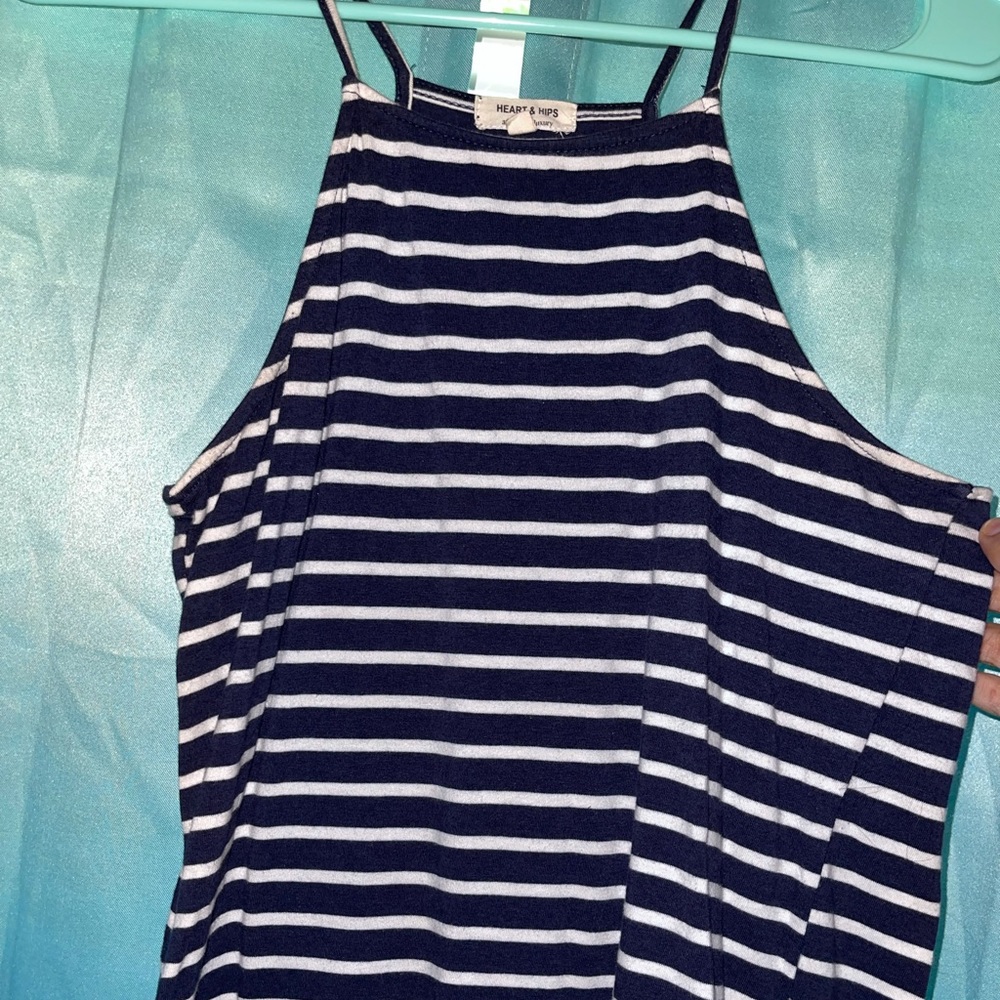 navy blue and white shirt